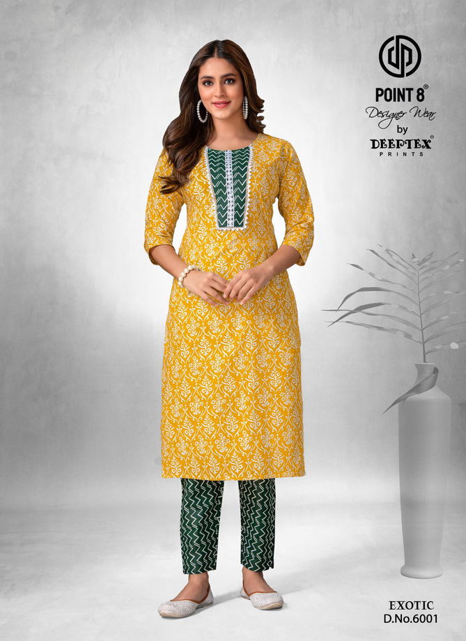 Exotic Vol 6 By Deeptex Printed Cotton Kurti With Bottom Wholesale Shop In Surat
